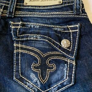 Rock revival denim shorts